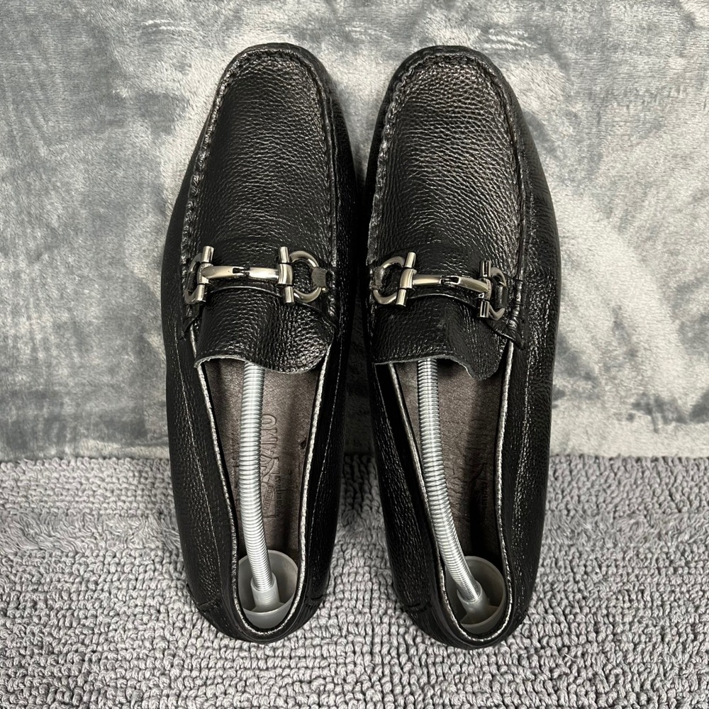 Salvatore Ferragamo Parigi Black Pebbled Leather Gancini Bit Loafers Mens EU 45 - Picture 5 of 9